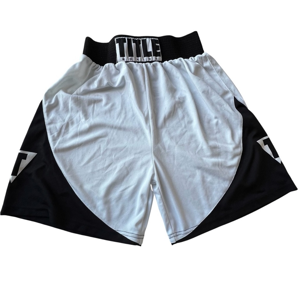 Title Men's White Boxing Shorts Training Trunks, Sz S